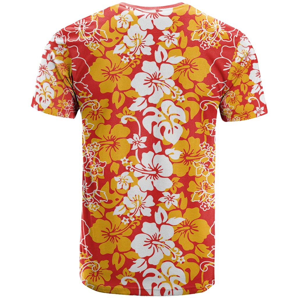Hawaiian Lei Day T Shirt Red Hibiscus Flowers Lei Art
