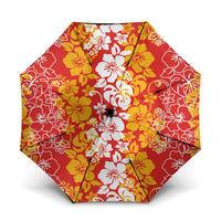 Hawaiian Lei Day Umbrella Red Hibiscus Flowers Lei Art - Polynesian Pride