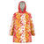 Hawaiian Lei Day Wearable Blanket Hoodie Red Hibiscus Flowers Lei Art