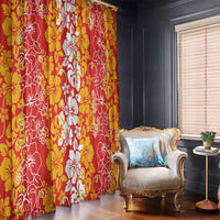 Hawaiian Lei Day Window Curtain Red Hibiscus Flowers Lei Art