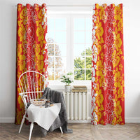 Hawaiian Lei Day Window Curtain Red Hibiscus Flowers Lei Art