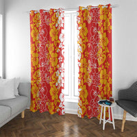 Hawaiian Lei Day Window Curtain Red Hibiscus Flowers Lei Art