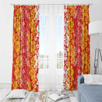 Hawaiian Lei Day Window Curtain Red Hibiscus Flowers Lei Art