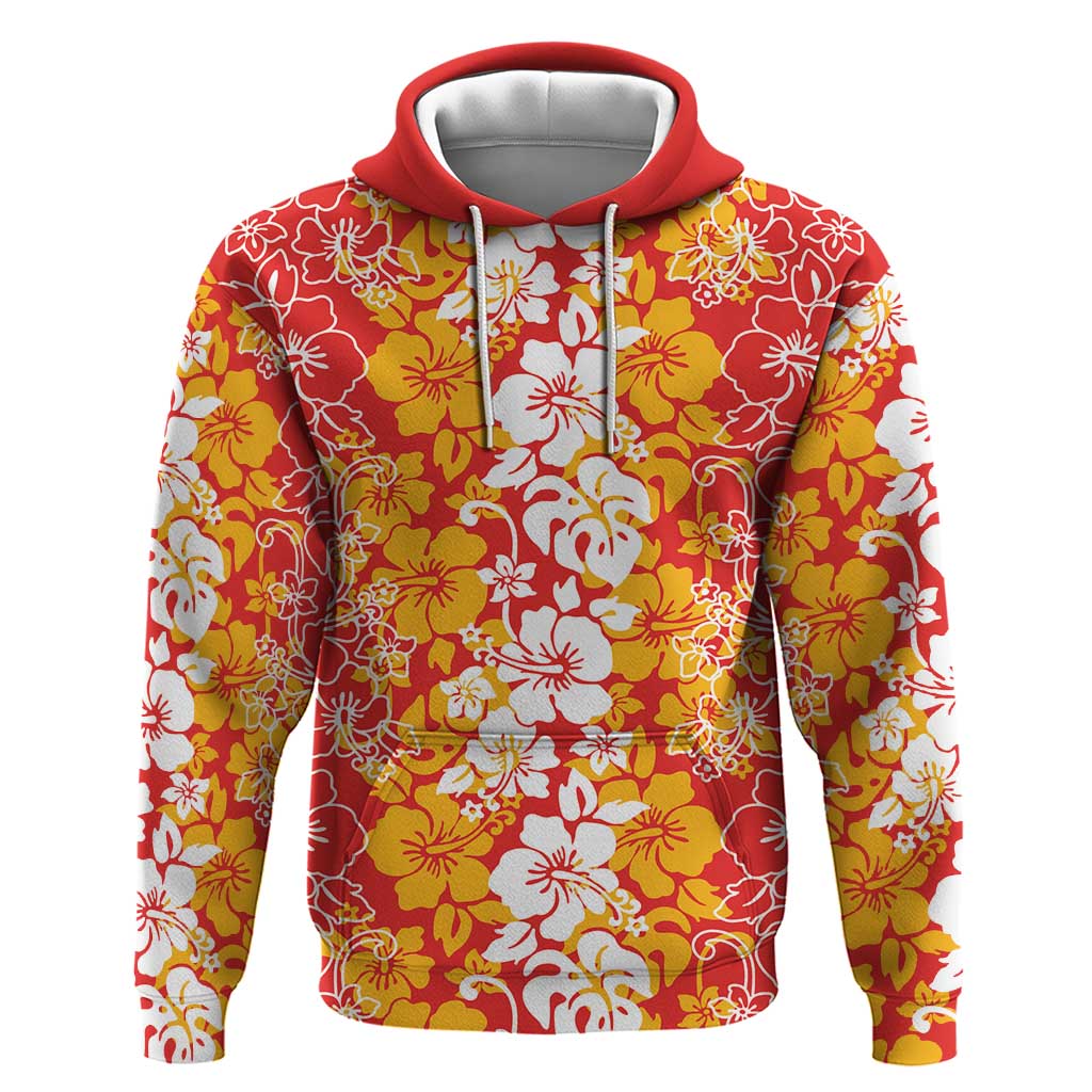 Hawaiian Lei Day Zip Hoodie Red Hibiscus Flowers Lei Art