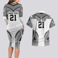 Flying Fijians Pacific Fiji Rugby Custom Couples Matching Long Sleeve Bodycon Dress and Hawaiian Shirt Polynesian Pattern