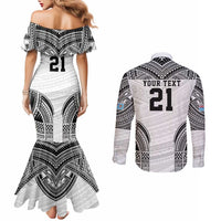 Flying Fijians Pacific Fiji Rugby Custom Couples Matching Mermaid Dress and Long Sleeve Button Shirt Polynesian Pattern