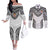Flying Fijians Pacific Fiji Rugby Custom Couples Matching Off The Shoulder Long Sleeve Dress and Long Sleeve Button Shirt Polynesian Pattern