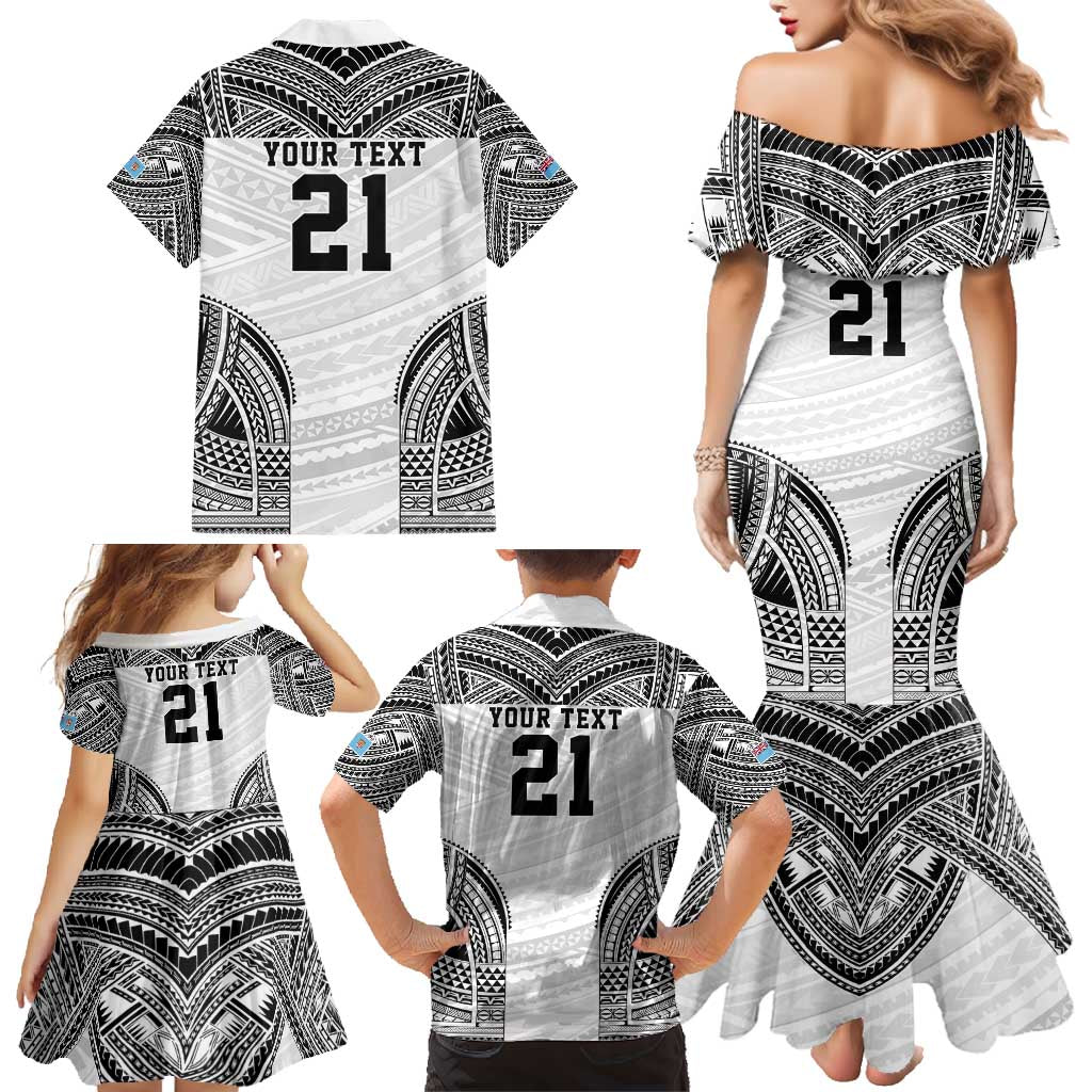 Flying Fijians Pacific Fiji Rugby Custom Family Matching Mermaid Dress and Hawaiian Shirt Polynesian Pattern