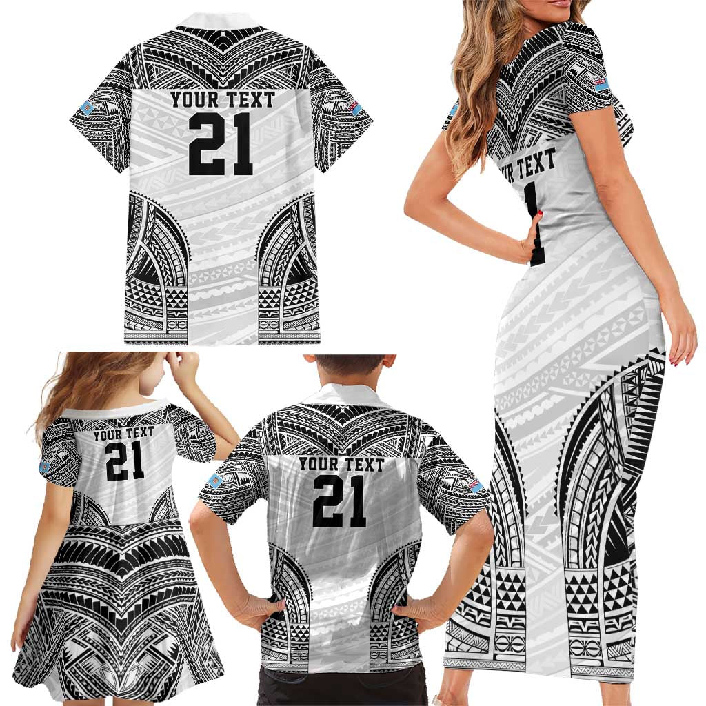 Flying Fijians Pacific Fiji Rugby Custom Family Matching Short Sleeve Bodycon Dress and Hawaiian Shirt Polynesian Pattern