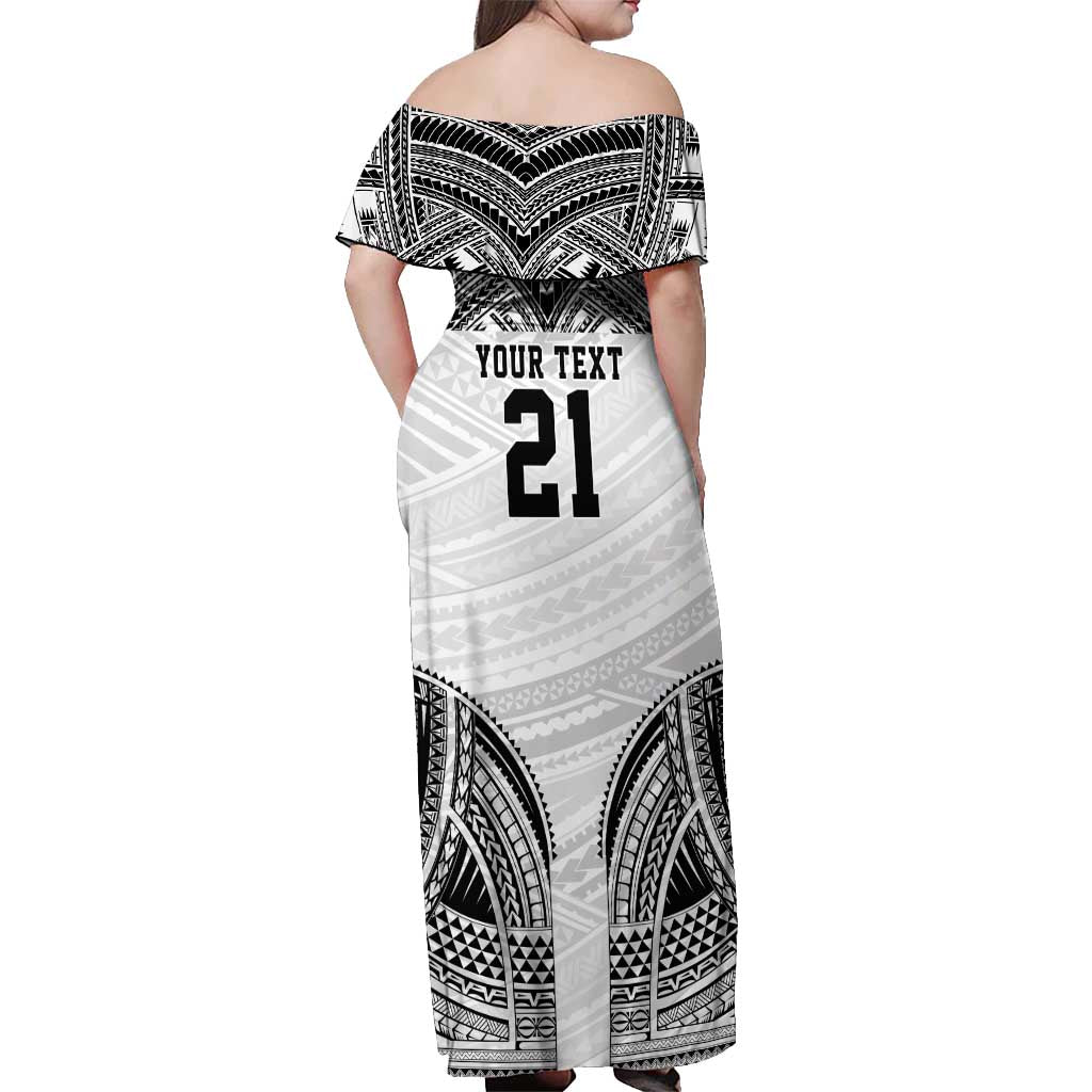 Flying Fijians Pacific Fiji Rugby Custom Off Shoulder Maxi Dress Polynesian Pattern