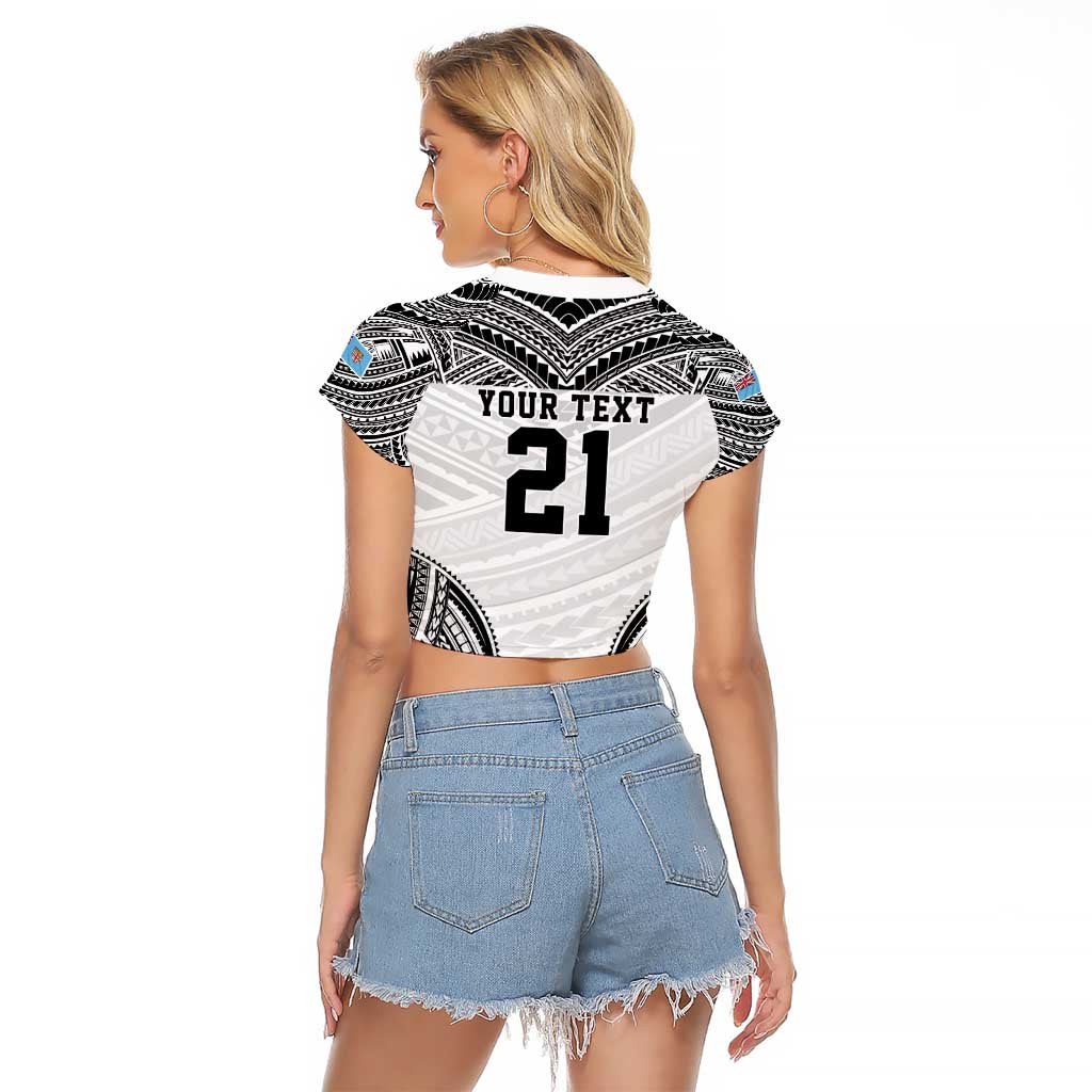 Flying Fijians Pacific Fiji Rugby Custom Raglan Cropped T Shirt Polynesian Pattern