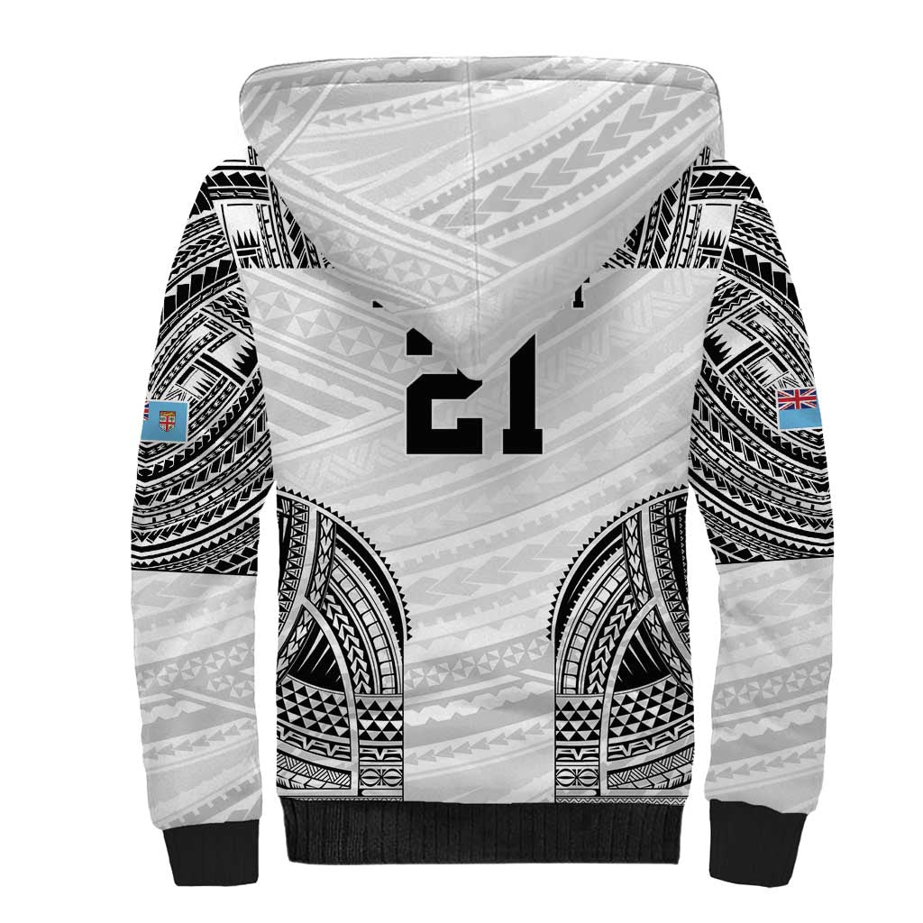 Flying Fijians Pacific Fiji Rugby Custom Sherpa Hoodie Polynesian Pattern