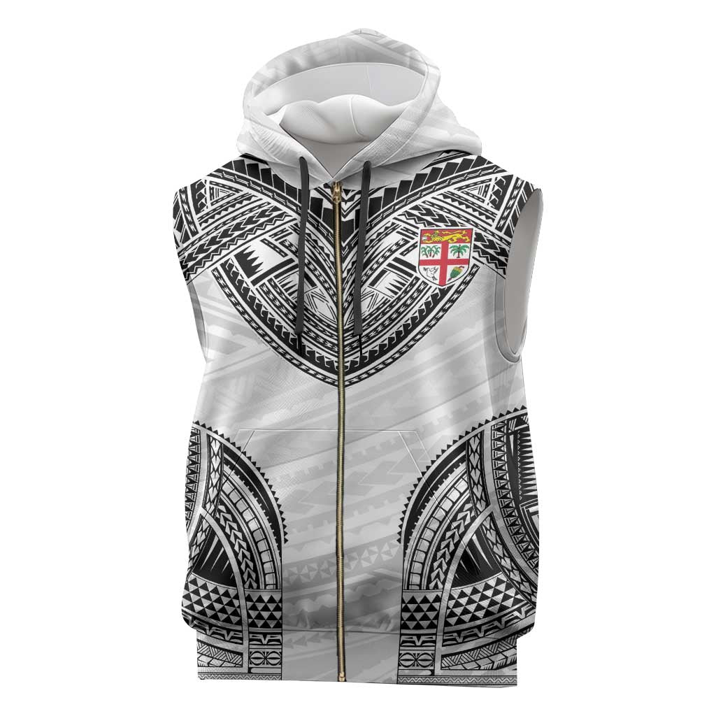 Flying Fijians Pacific Fiji Rugby Custom Sleeveless Zip Hoodie Polynesian Pattern - Polynesian Pride