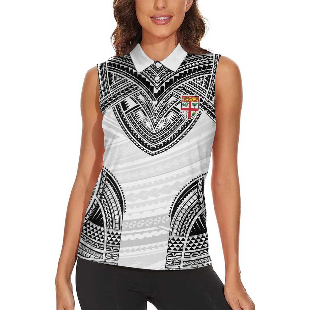 Flying Fijians Pacific Fiji Rugby Custom Women Sleeveless Polo Shirt Polynesian Pattern