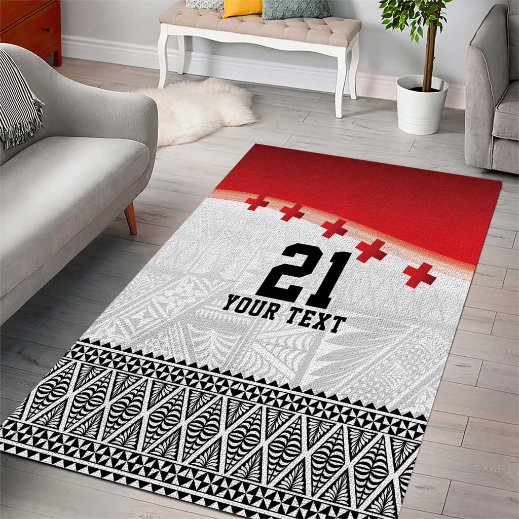 Ikale Tahi Pacific Tonga Rugby Custom Area Rug Tongan Ngatu with Flag Pattern