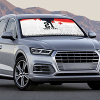 Ikale Tahi Pacific Tonga Rugby Custom Auto Sun Shade Tongan Ngatu with Flag Pattern - Polynesian Pride