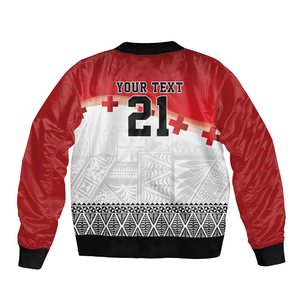 Ikale Tahi Pacific Tonga Rugby Custom Bomber Jacket Tongan Ngatu with Flag Pattern LT9 - Polynesian Pride