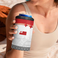 Ikale Tahi Pacific Tonga Rugby Custom 4 in 1 Can Cooler Tumbler Tongan Ngatu with Flag Pattern
