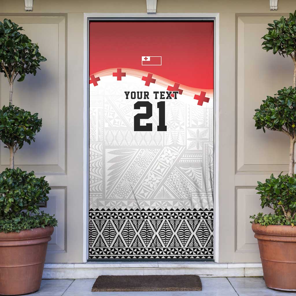 Ikale Tahi Pacific Tonga Rugby Custom Door Cover Tongan Ngatu with Flag Pattern - Polynesian Pride