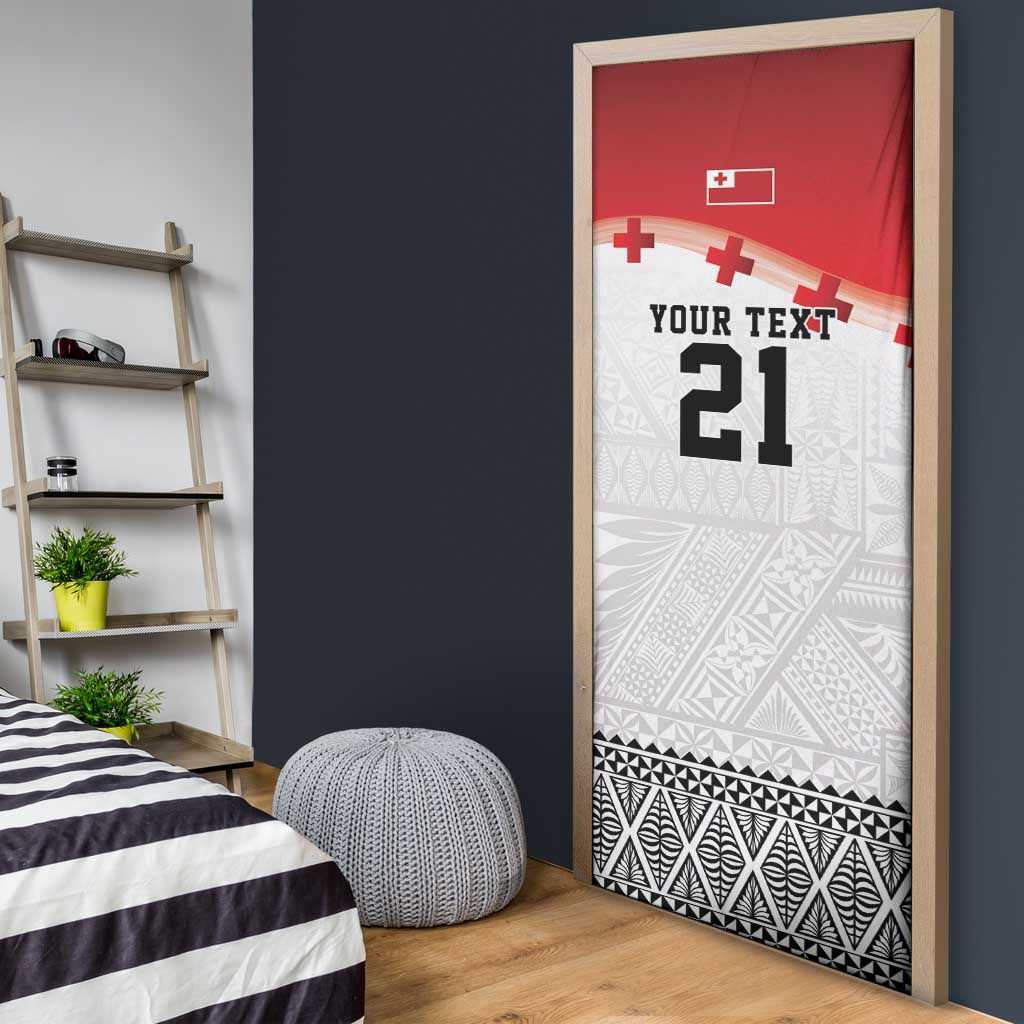 Ikale Tahi Pacific Tonga Rugby Custom Door Cover Tongan Ngatu with Flag Pattern - Polynesian Pride