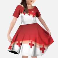 Ikale Tahi Pacific Tonga Rugby Custom Family Matching Mermaid Dress and Hawaiian Shirt Tongan Ngatu with Flag Pattern LT9 Daughter's Dress Red - Polynesian Pride