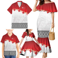 Ikale Tahi Pacific Tonga Rugby Custom Family Matching Mermaid Dress and Hawaiian Shirt Tongan Ngatu with Flag Pattern LT9 - Polynesian Pride