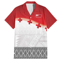 Ikale Tahi Pacific Tonga Rugby Custom Family Matching Short Sleeve Bodycon Dress and Hawaiian Shirt Tongan Ngatu with Flag Pattern LT9 Dad's Shirt - Short Sleeve Red - Polynesian Pride