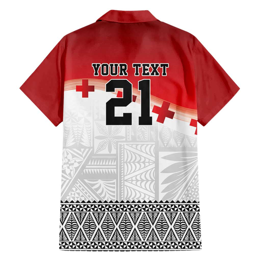Ikale Tahi Pacific Tonga Rugby Custom Family Matching Short Sleeve Bodycon Dress and Hawaiian Shirt Tongan Ngatu with Flag Pattern LT9 - Polynesian Pride