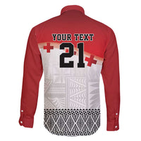 Ikale Tahi Pacific Tonga Rugby Custom Family Matching Short Sleeve Bodycon Dress and Hawaiian Shirt Tongan Ngatu with Flag Pattern LT9 - Polynesian Pride
