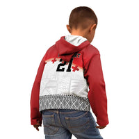 Ikale Tahi Pacific Tonga Rugby Custom Kid Hoodie Tongan Ngatu with Flag Pattern