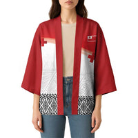 Ikale Tahi Pacific Tonga Rugby Custom Kimono Tongan Ngatu with Flag Pattern - Polynesian Pride
