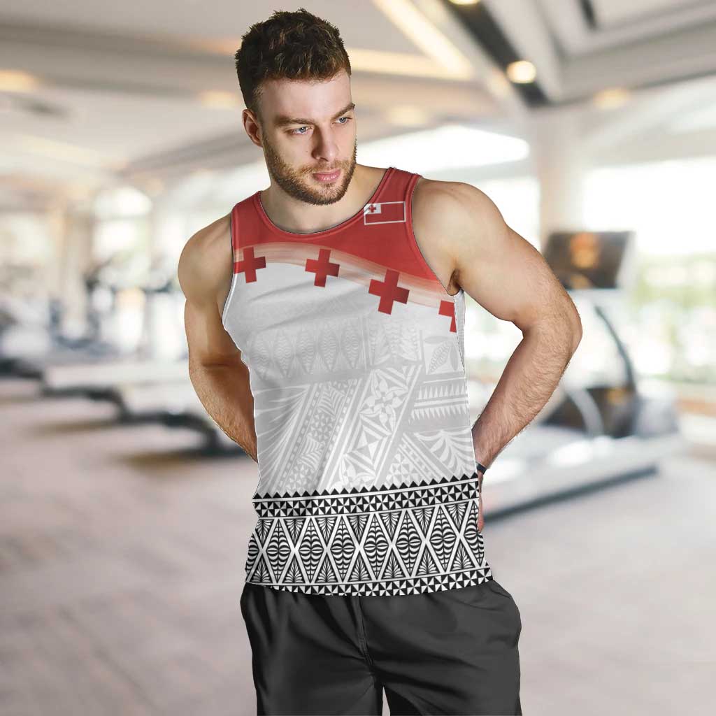 Ikale Tahi Pacific Tonga Rugby Custom Men Tank Top Tongan Ngatu with Flag Pattern