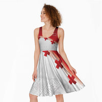 Ikale Tahi Pacific Tonga Rugby Custom Midi Dress Tongan Ngatu with Flag Pattern - Polynesian Pride