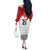 Ikale Tahi Pacific Tonga Rugby Custom Off The Shoulder Long Sleeve Dress Tongan Ngatu with Flag Pattern