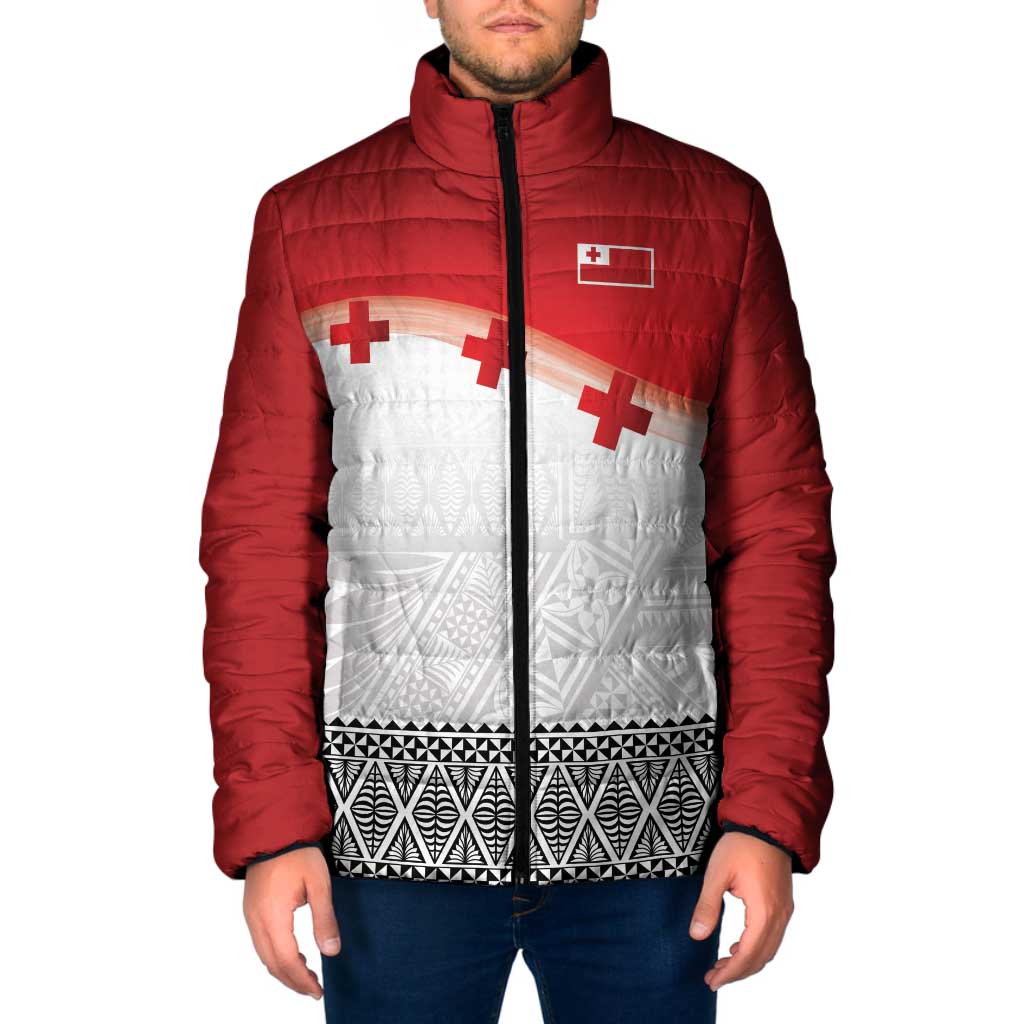 Ikale Tahi Pacific Tonga Rugby Custom Padded Jacket Tongan Ngatu with Flag Pattern - Polynesian Pride