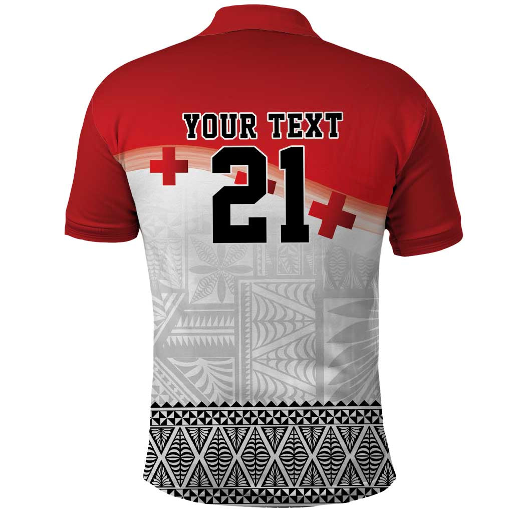 Ikale Tahi Pacific Tonga Rugby Custom Polo Shirt Tongan Ngatu with Flag Pattern