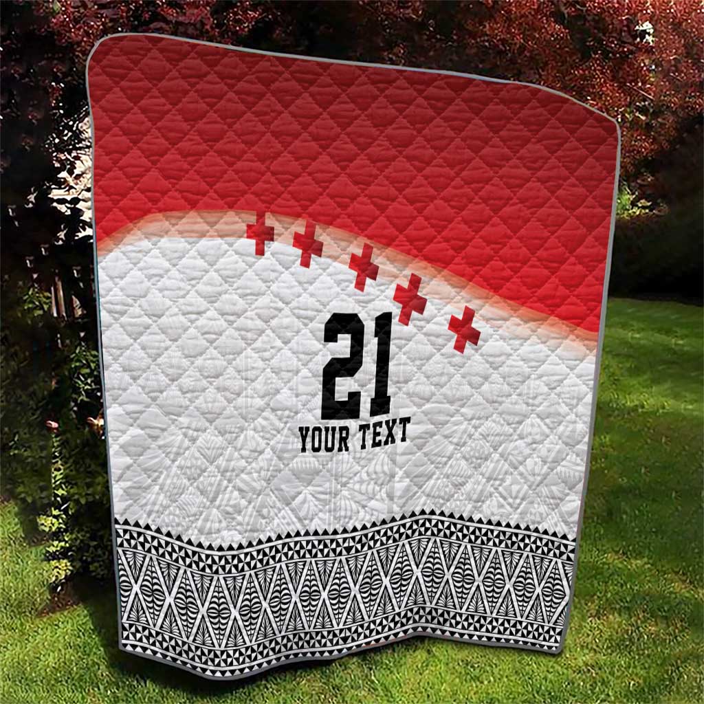 Ikale Tahi Pacific Tonga Rugby Custom Quilt Tongan Ngatu with Flag Pattern LT9 - Polynesian Pride