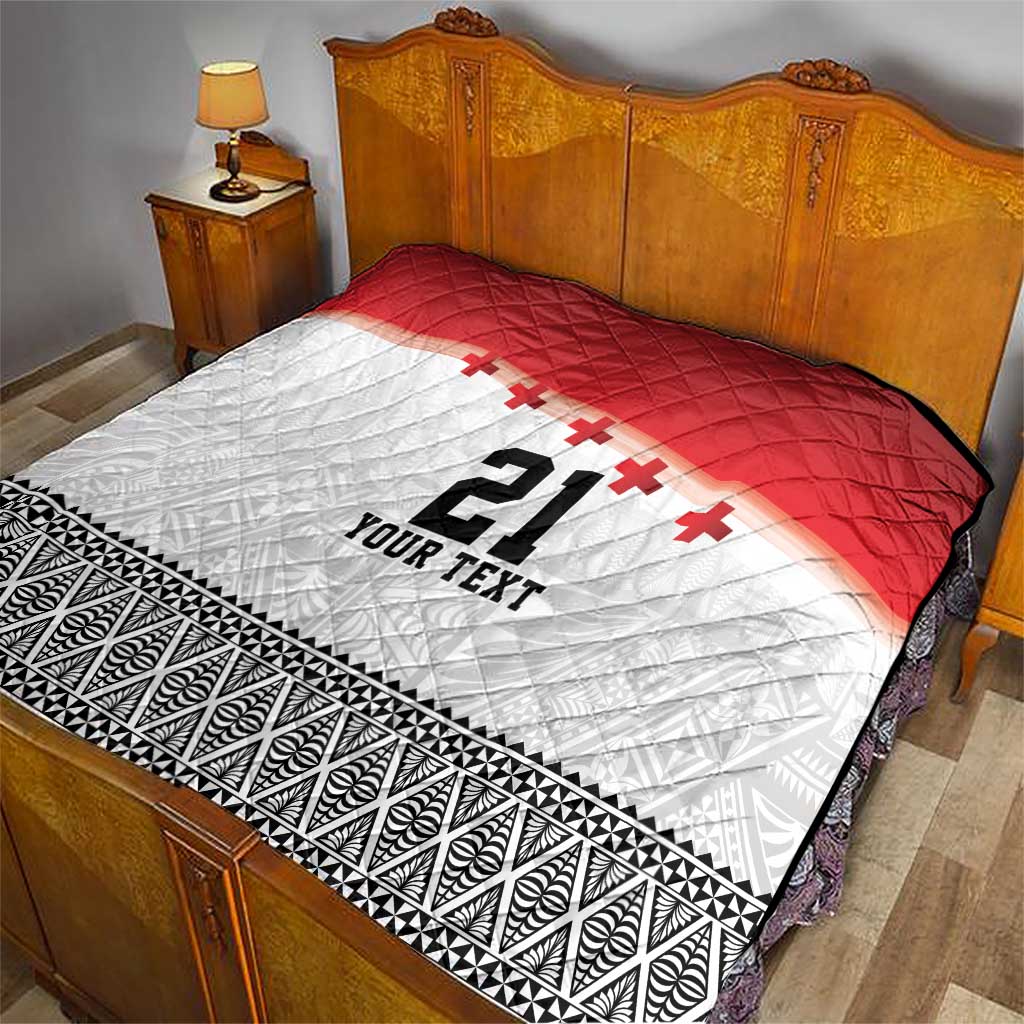 Ikale Tahi Pacific Tonga Rugby Custom Quilt Tongan Ngatu with Flag Pattern LT9 - Polynesian Pride