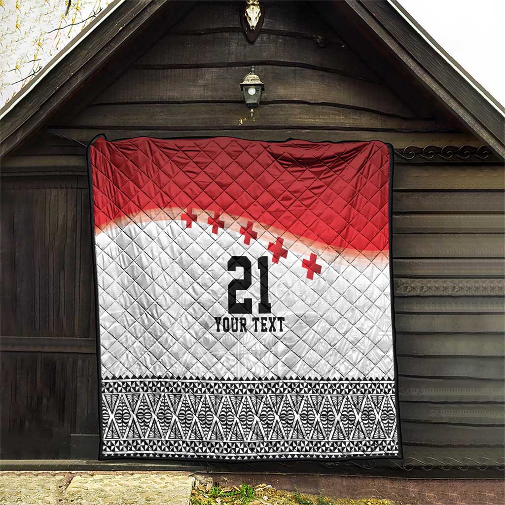 Ikale Tahi Pacific Tonga Rugby Custom Quilt Tongan Ngatu with Flag Pattern LT9 - Polynesian Pride