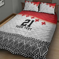 Ikale Tahi Pacific Tonga Rugby Custom Quilt Bed Set Tongan Ngatu with Flag Pattern