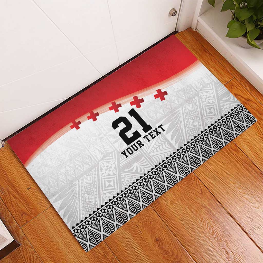Ikale Tahi Pacific Tonga Rugby Custom Rubber Doormat Tongan Ngatu with Flag Pattern LT9 - Polynesian Pride