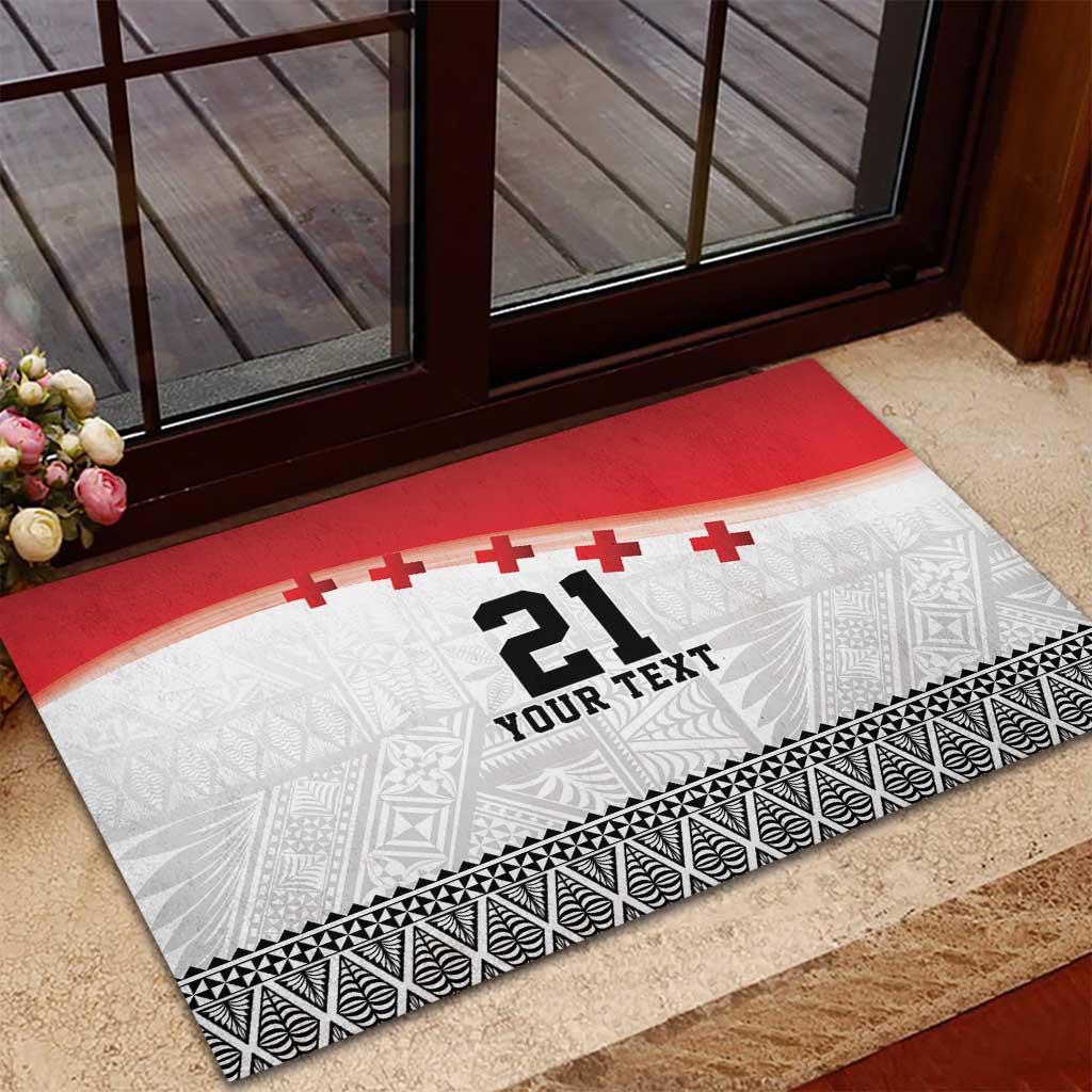 Ikale Tahi Pacific Tonga Rugby Custom Rubber Doormat Tongan Ngatu with Flag Pattern LT9 - Polynesian Pride