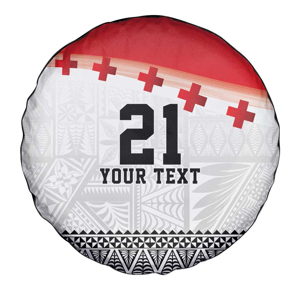 Ikale Tahi Pacific Tonga Rugby Custom Spare Tire Cover Tongan Ngatu with Flag Pattern