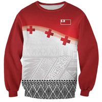 Ikale Tahi Pacific Tonga Rugby Custom Sweatshirt Tongan Ngatu with Flag Pattern LT9 Unisex Red - Polynesian Pride