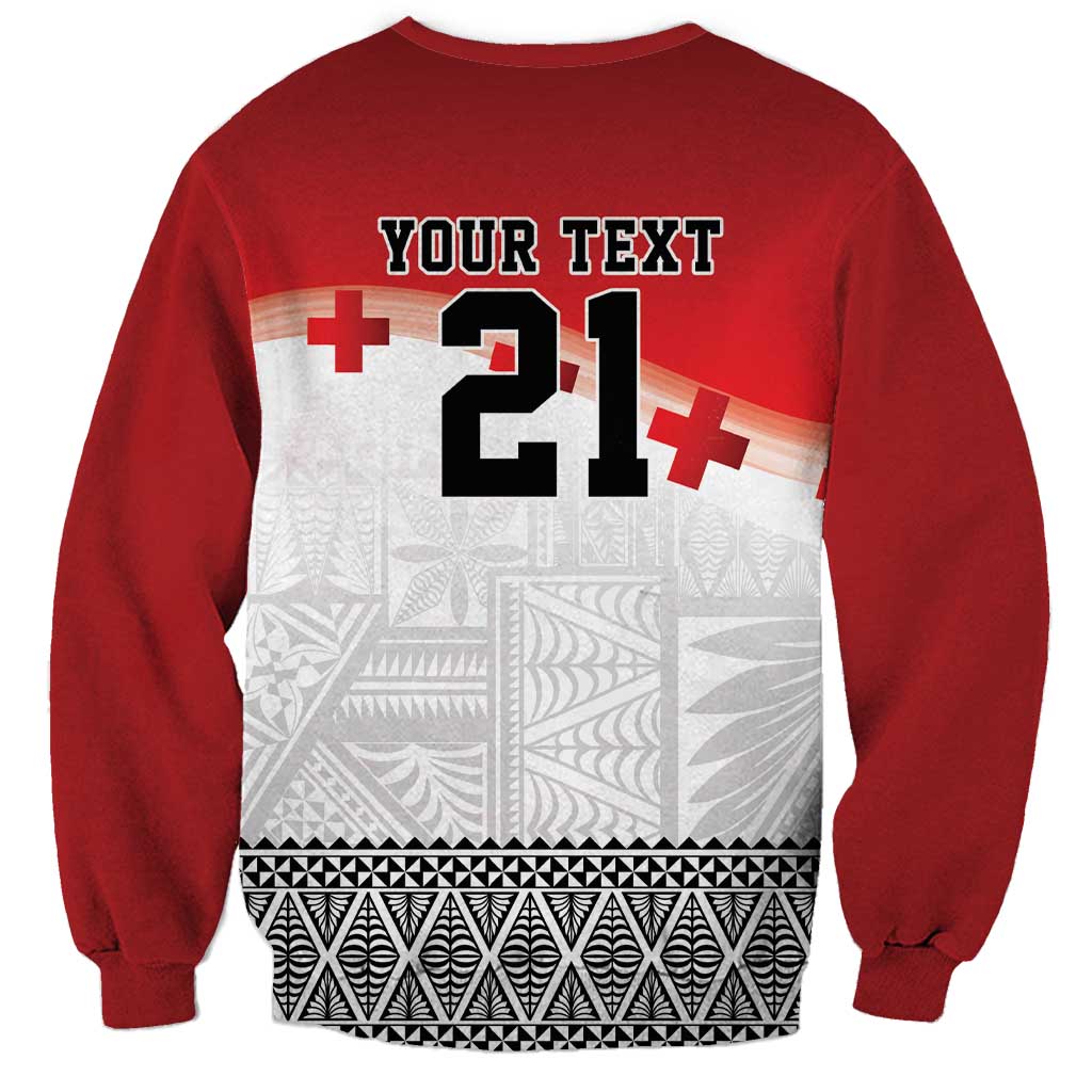 Ikale Tahi Pacific Tonga Rugby Custom Sweatshirt Tongan Ngatu with Flag Pattern LT9 - Polynesian Pride