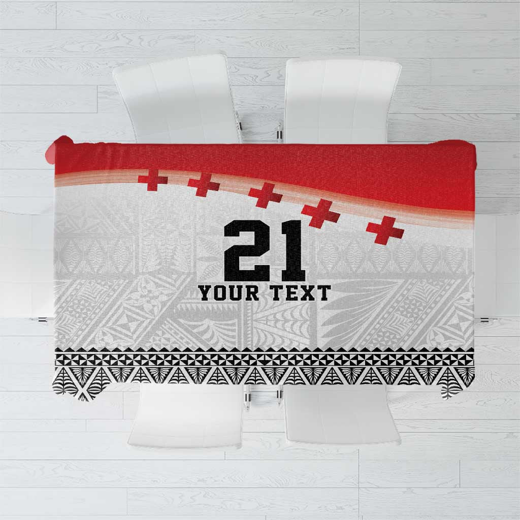 Ikale Tahi Pacific Tonga Rugby Custom Tablecloth Tongan Ngatu with Flag Pattern