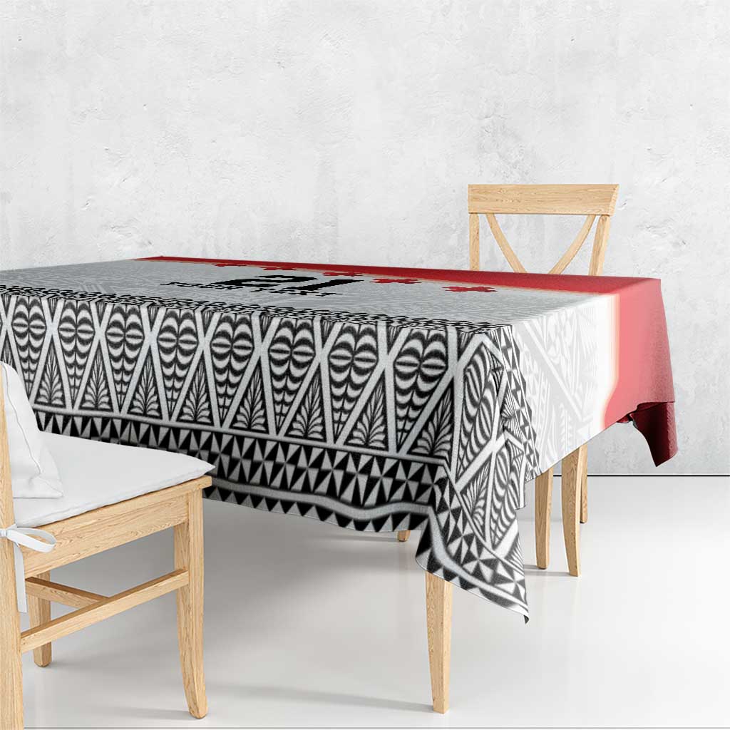 Ikale Tahi Pacific Tonga Rugby Custom Tablecloth Tongan Ngatu with Flag Pattern