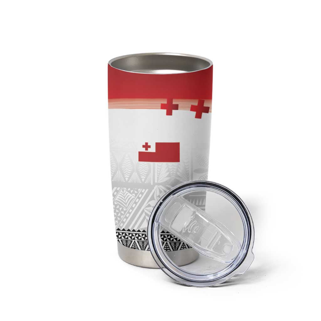 Ikale Tahi Pacific Tonga Rugby Custom Tumbler Cup Tongan Ngatu with Flag Pattern