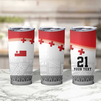 Ikale Tahi Pacific Tonga Rugby Custom Tumbler Cup Tongan Ngatu with Flag Pattern