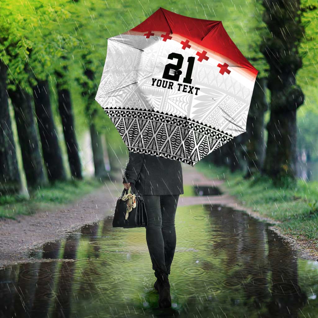 Ikale Tahi Pacific Tonga Rugby Custom Umbrella Tongan Ngatu with Flag Pattern - Polynesian Pride
